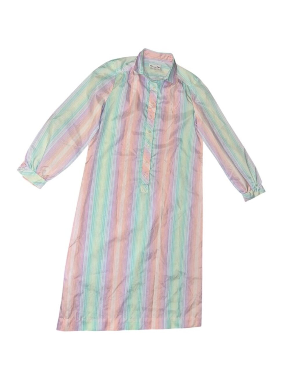 Vintage Schrader Sport Pastel Striped Shirt Dress Size 12